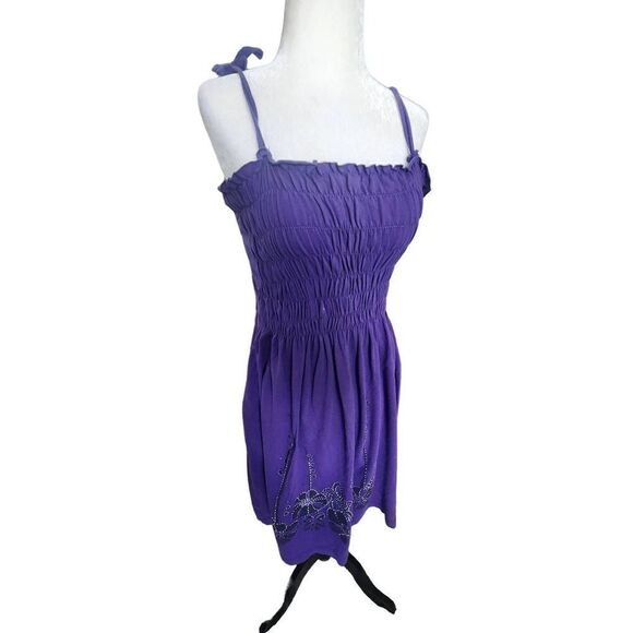 Purple Hawaiian 90s Vintage Dress - Picture 3 of 4